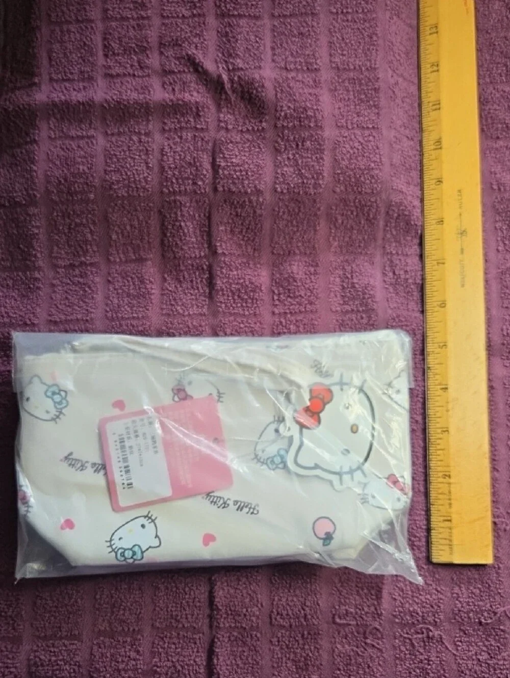 Hello Kitty White and Pink Cosmetic Pouch with Character Print